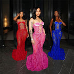 Damen Strapless Spitzenkleid mit raffinierter Schnürung R&B
