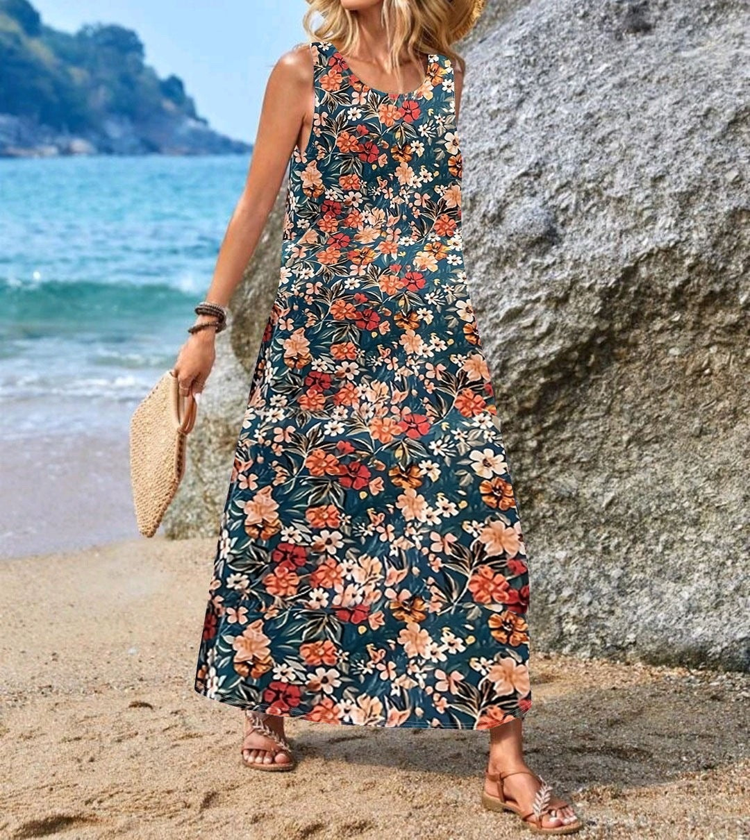 Damen Maxikleid mit einzigartigen Schmetterlingsdruck R&B