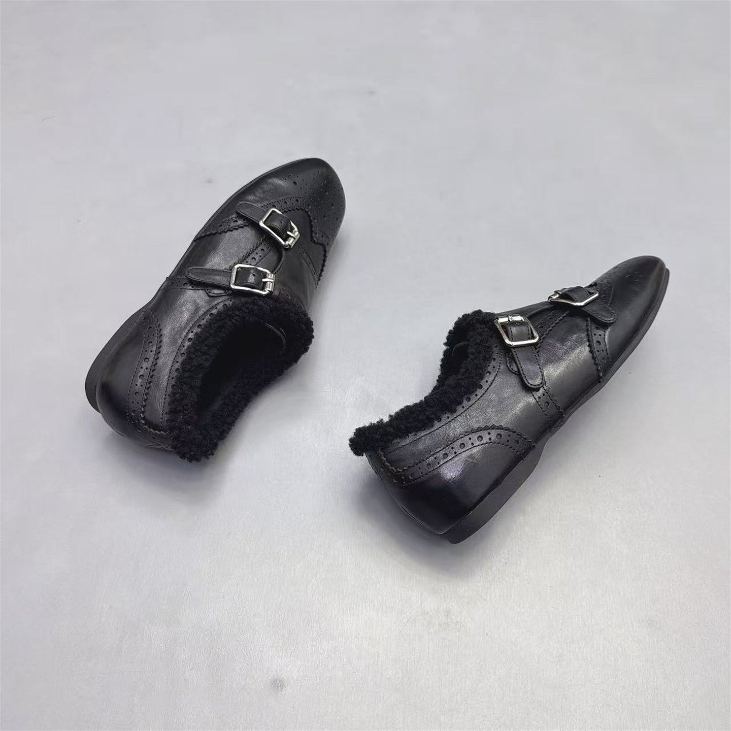 Damen elegante Mokassins mit warmem Fleecefutter und modischen Schnallen R&B