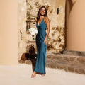 Damen Elegantes und Figurbetontes Abendkleid mit Tiefem V-Ausschnitt und Schmalem Schnitt R&B