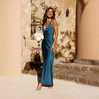 Damen Elegantes und Figurbetontes Abendkleid mit Tiefem V-Ausschnitt und Schmalem Schnitt R&B