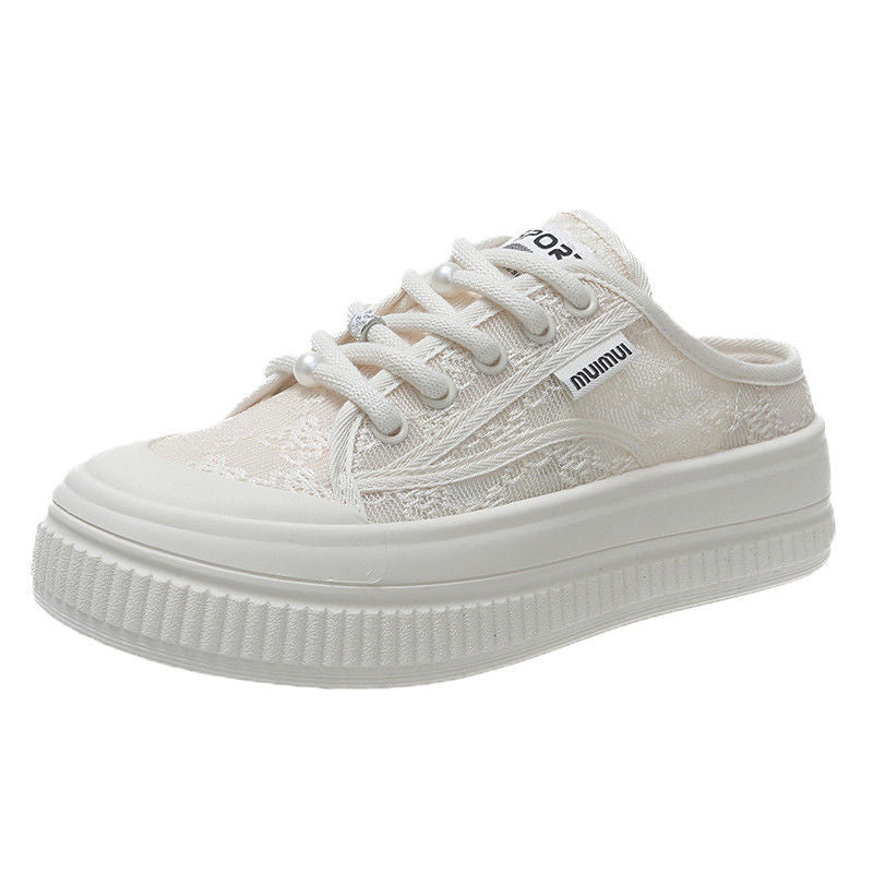 Damen Lace-Up Plateau Sneakers mit dekorativen Details