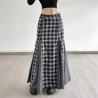 Damen Maxirock mit R&Brnem Karomuster und eleganter Schlitzgestaltung R&B