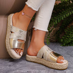 Damen Espadrilles mit dekorativen Riemen und flexibler Sohle R&B