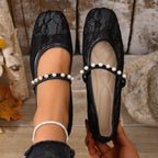 Damen elegante Ballerinas mit floralen Applikationen und rutschfester Sohle R&B