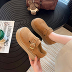 Damen Clogs mit modischem Schnallenverschluss und dickem Plateau-Heel R&B