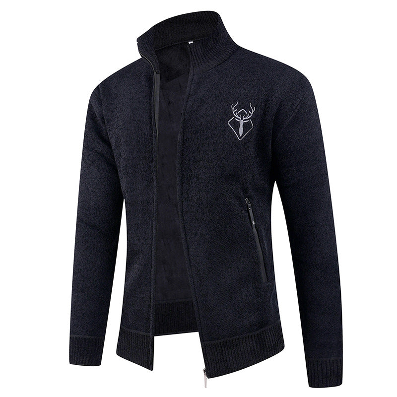 Herren Strickjacke mit hohem Kragen und praktischen Reißverschlusstaschen R&B
