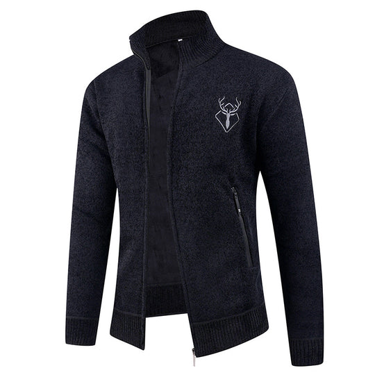 Herren Strickjacke mit hohem Kragen und praktischen Reißverschlusstaschen R&B