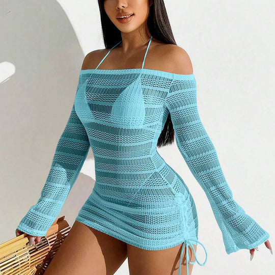 Damen Off-Shoulder Strandkleid R&B