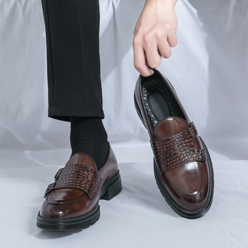 Damen elegante Mokassins mit modischen Schnallen und robustem Profil