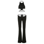 Damen Stylischer High-Waist Jumpsuit mit Cut-Out-Details und weitem Bein R&B