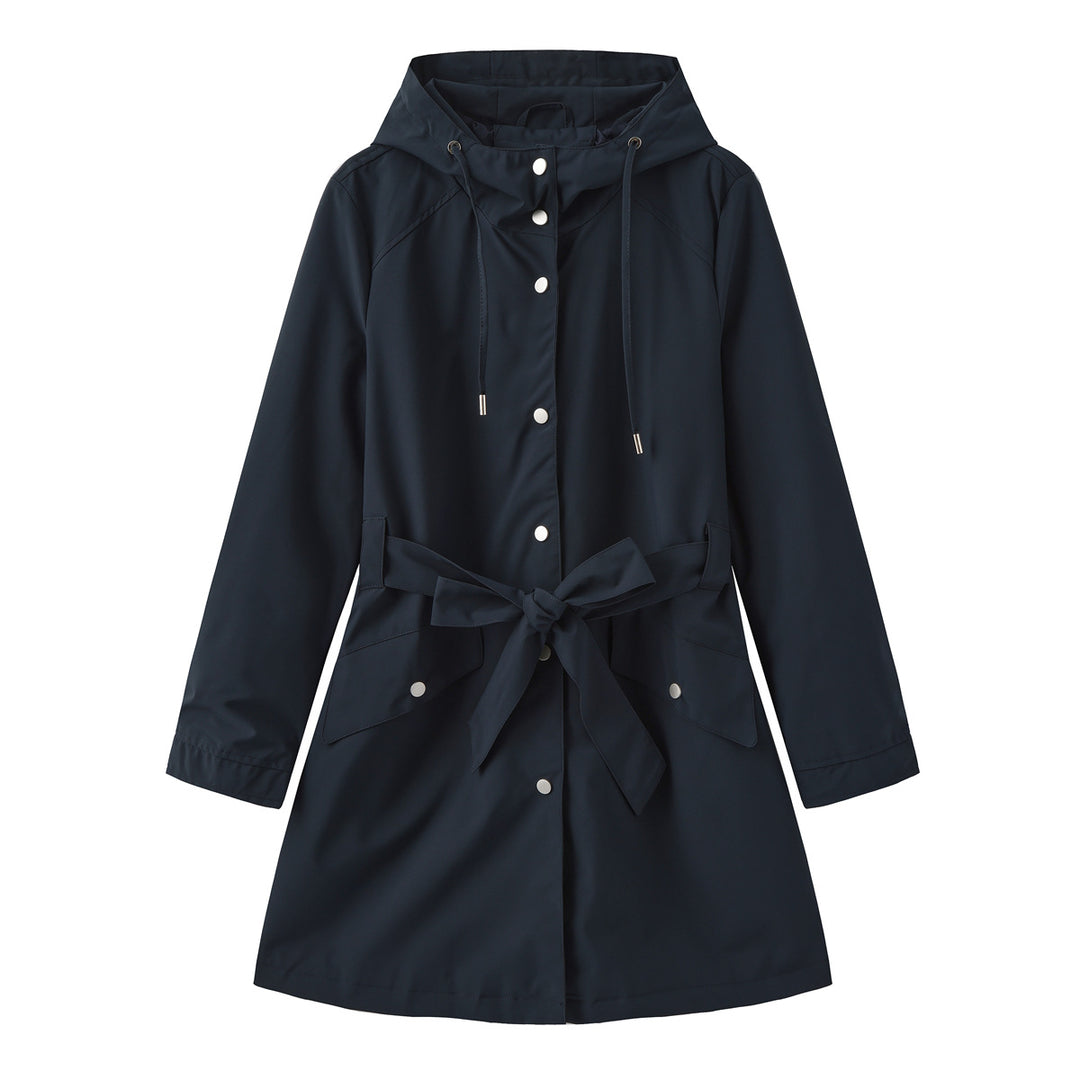 Damen modische Outdoorjacke mit Gürtel und Kapuze R&B