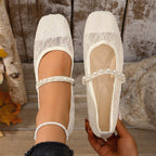 Damen elegante Ballerinas mit floralen Applikationen und rutschfester Sohle R&B