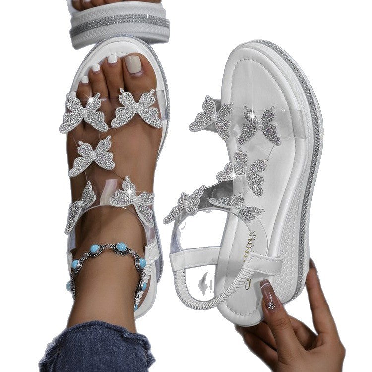 Damen Plateau-Sandalen mit dekorativer Schmetterlings-Applikation R&B