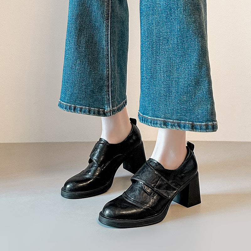 Damen modische Halbschuhe mit breitem Klettverschluss R&B