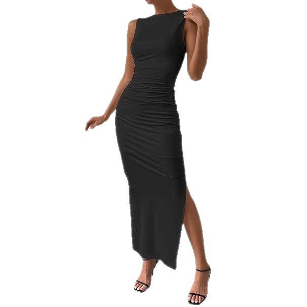 Damen Maxikleid mit figurbetontem Schnitt und seitlichem Schlitz R&B