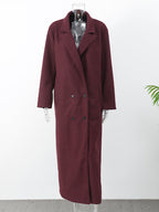 Damen Eleganter Wollmantel mit doppelt geknöpftem Design R&B
