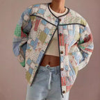 Damen Gestepptes Patchwork-Bomberjacke R&B