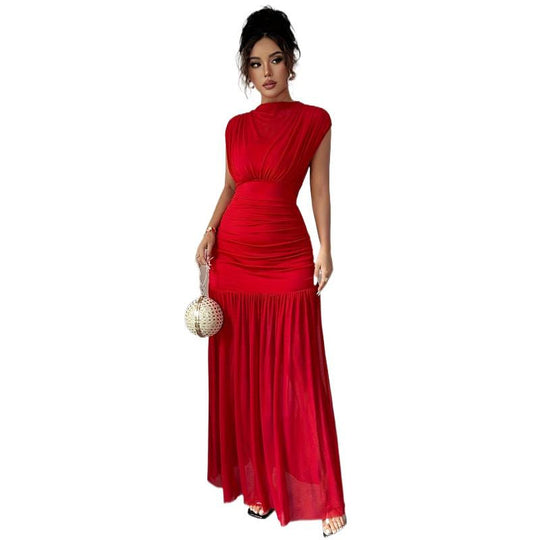 Damen Elegantes Maxikleid mit figurbetontem Schnitt und fließendem Rock R&B