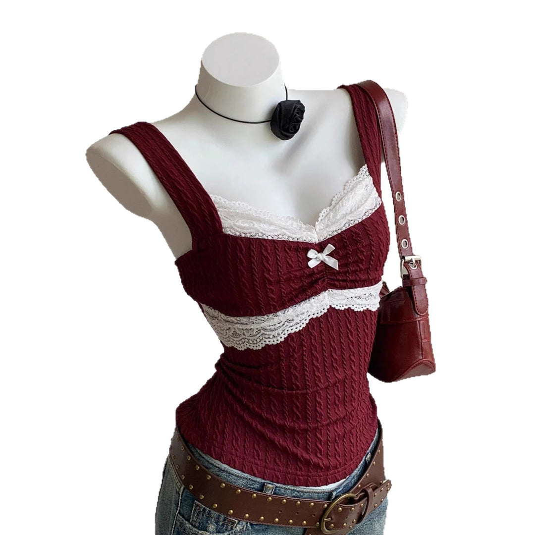 Damen Spitzen-Detail Top R&B