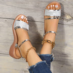 Damen Komfortable Plateau-Sandalen mit dekorativen Riemen