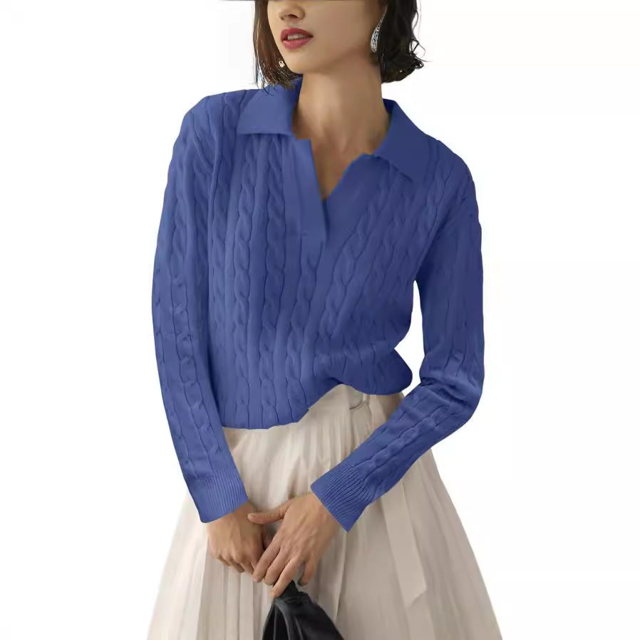 Damen Poloshirt mit Strickmuster und kontrastierenden Akzenten R&B