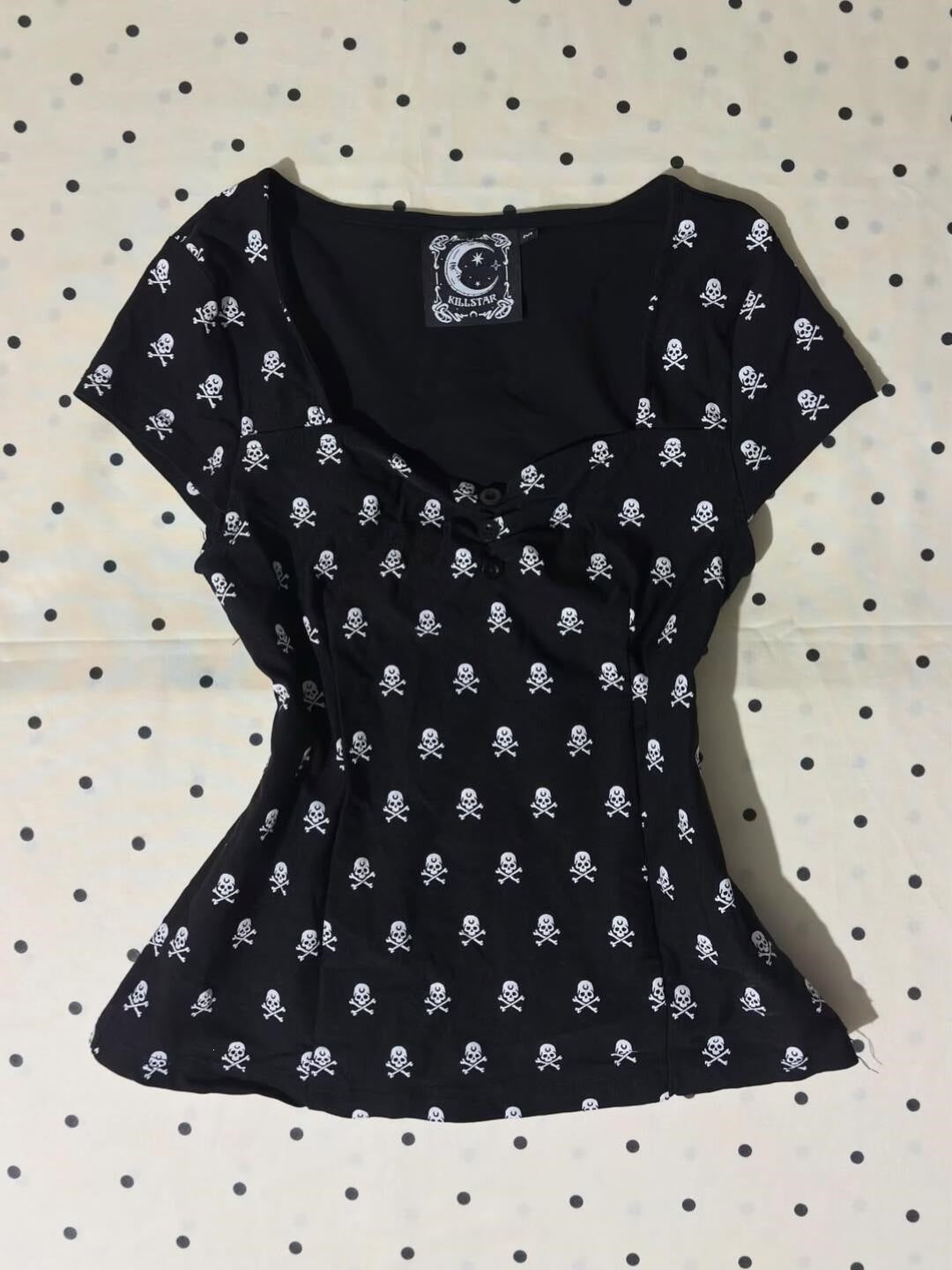 Damen Baumwollshirt mit Totenkopf-Muster R&B
