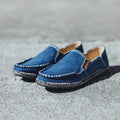 Damen lässige Slip-On Schuhe aus robustem Denim mit handgenähter Optik R&B