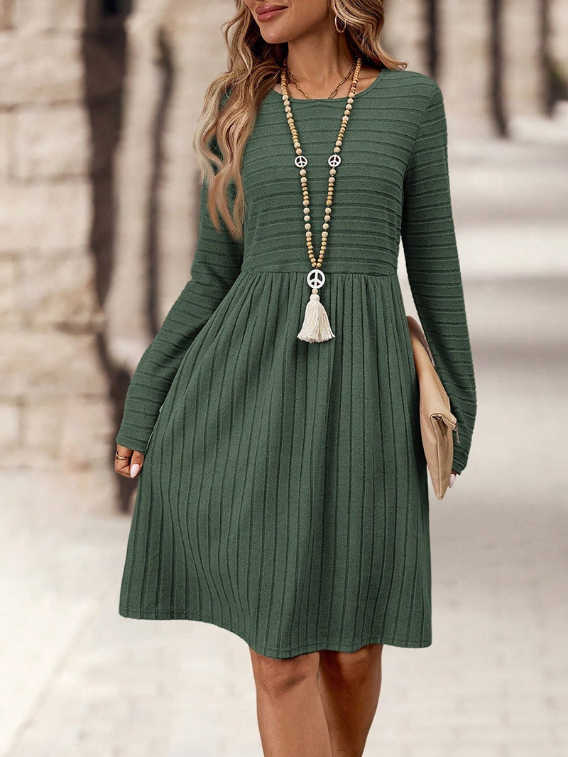 Damen Strickkleid mit Langen Ärmeln und Schmeichelndem Taillenschnitt R&B