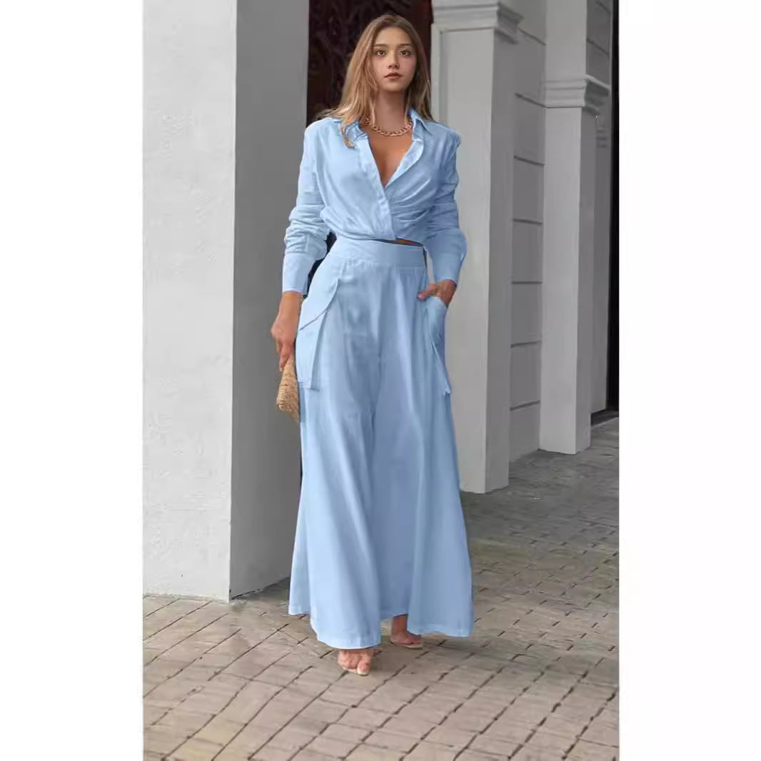 Damen Elegantes Oberteil mit weitem Schnitt und passenden Palazzo-Hosen R&B