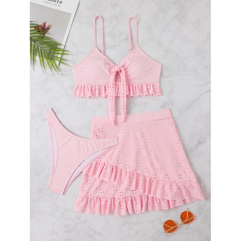 Damen Bikini-Set mit Oberteil und rüschigem Rock R&B