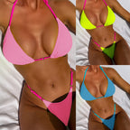 Damen Modischer Triangel-Bikini mit feinen Rippdetails