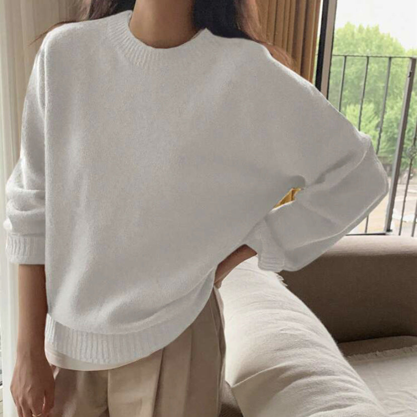 Damen Gemütlicher Rundhals-Pullover aus hochwertigem Stoff R&B