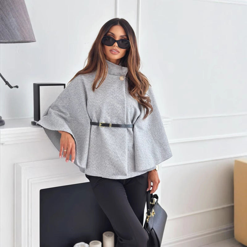 Damen modische Umhängejacke mit stylischem Gürteldetail R&B