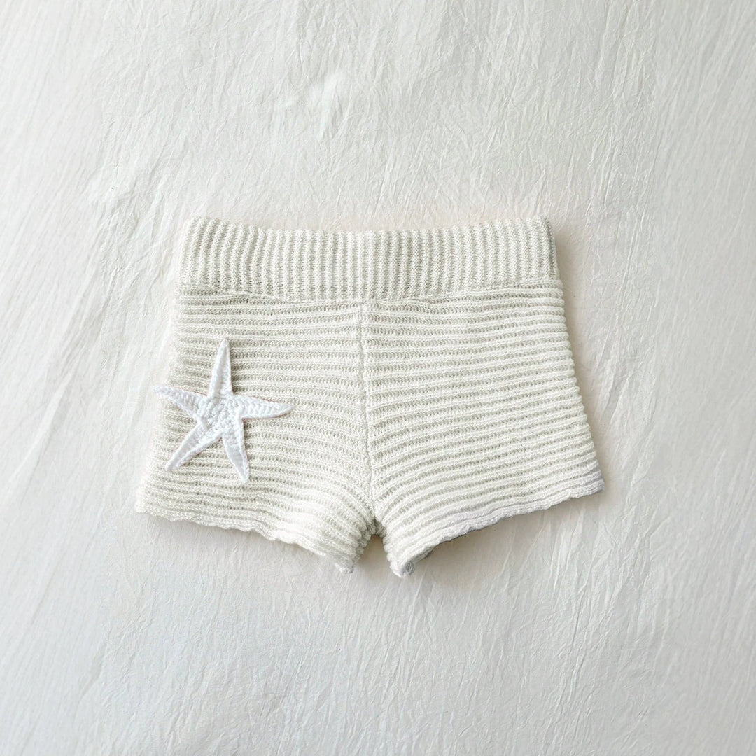 Damen kurze Strickshorts mit maritimer Applikation R&B