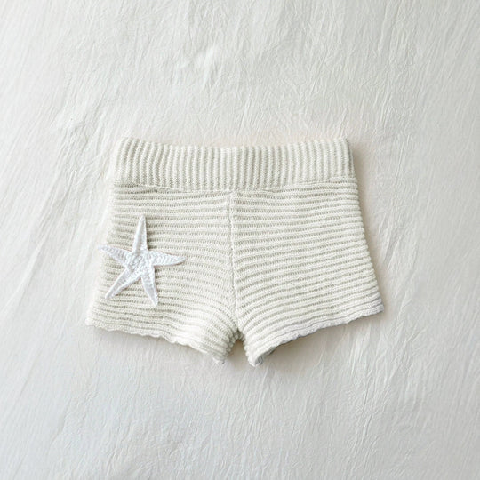 Damen kurze Strickshorts mit maritimer Applikation R&B