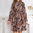 Damen Wickelkleid mit elegantem Paisleymuster und voluminösen Ärmeln R&B