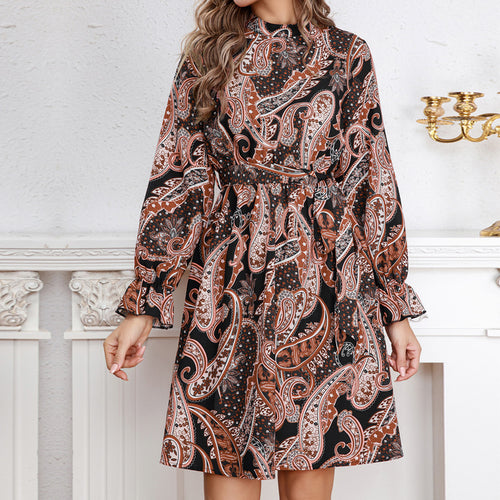 Damen Wickelkleid mit elegantem Paisleymuster und voluminösen Ärmeln R&B