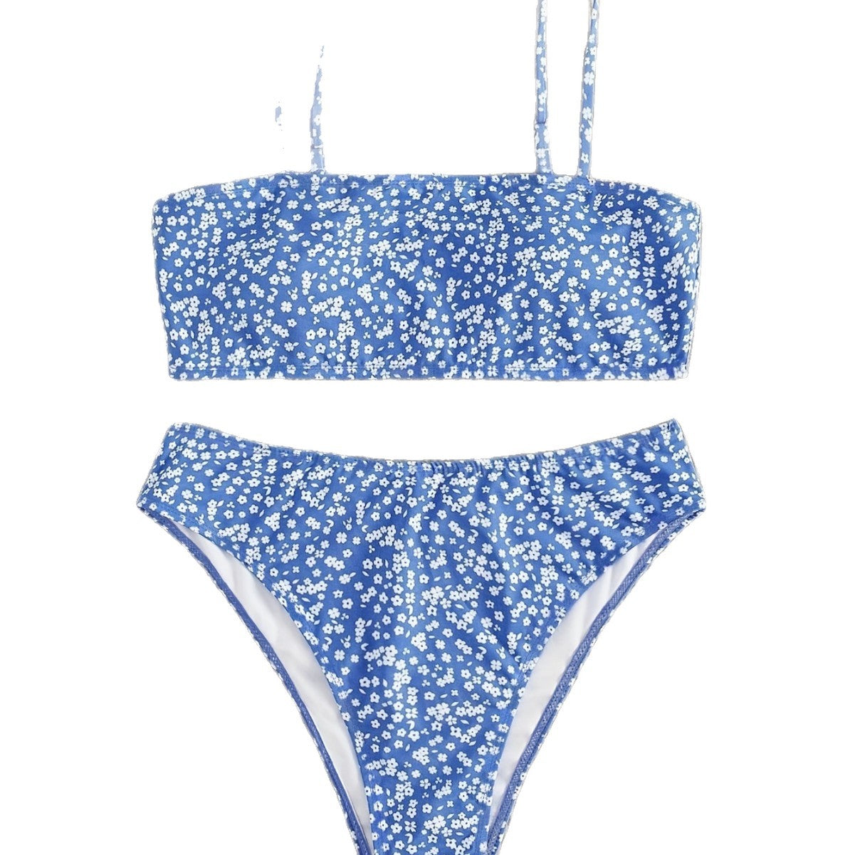 Damen Bandeau-Bikini mit verstellbaren Trägern und floralem Design R&B