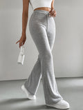 Damen Strickhose mit weitem Bein und Rippstruktur R&B