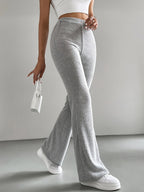 Damen Strickhose mit weitem Bein und Rippstruktur R&B