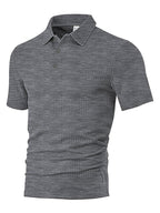 Herren nan körperbetontes Kurzarm-Polo aus elastischem Jacquardstrick mit Hemdkragen R&B