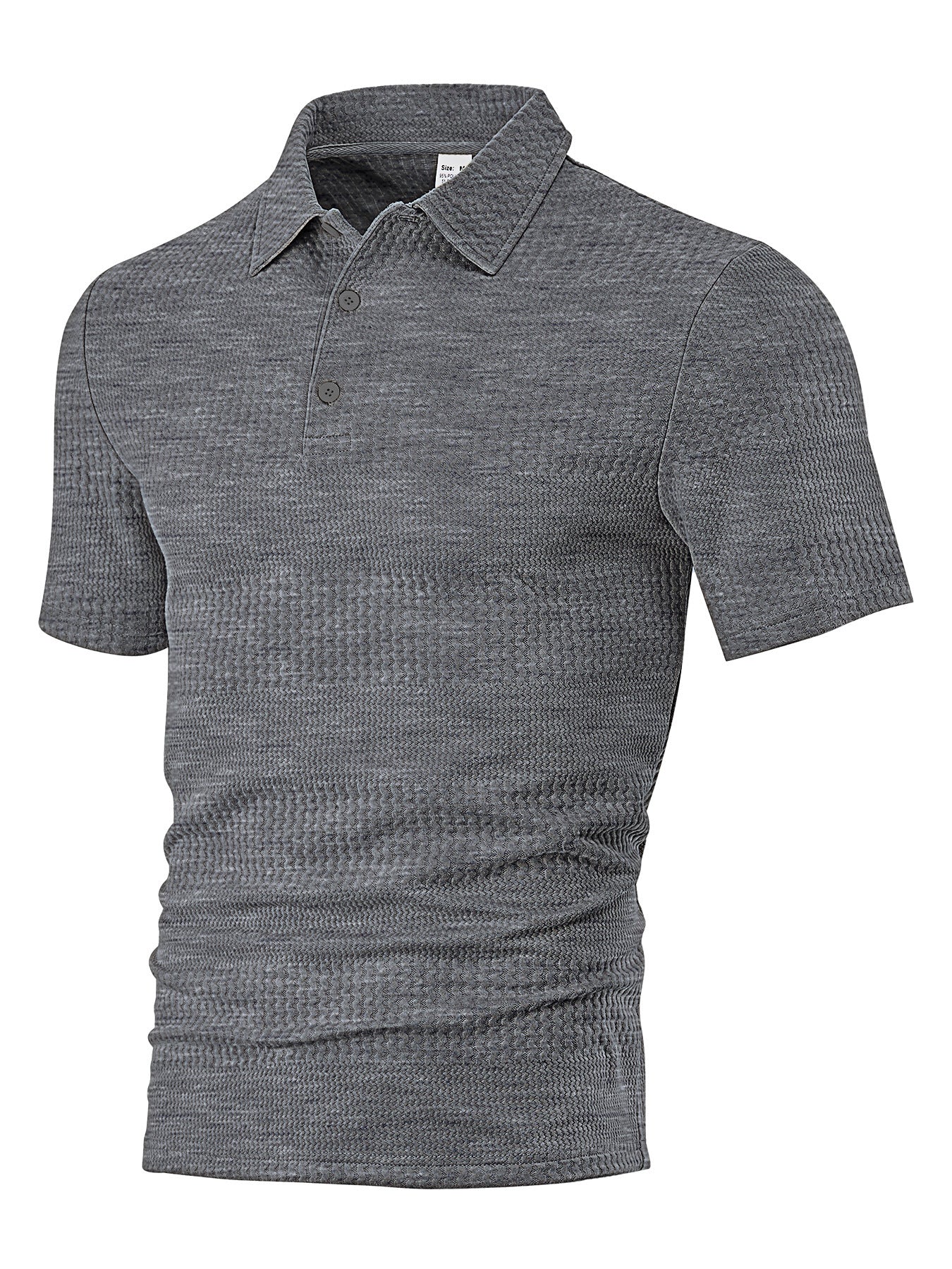 Herren nan körperbetontes Kurzarm-Polo aus elastischem Jacquardstrick mit Hemdkragen R&B