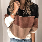 Damen weicher Pullover mit farbigen Blockstreifen R&B