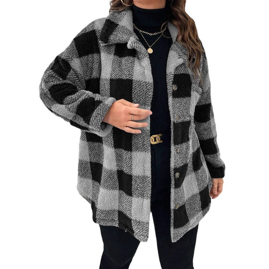Damen Fließende Karierte Overshirt R&B