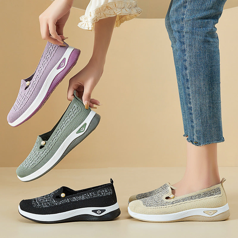 Damen Bequeme Slip-On Schuhe mit luftdurchlässigem Obermaterial und flexiblem Sohlendesign