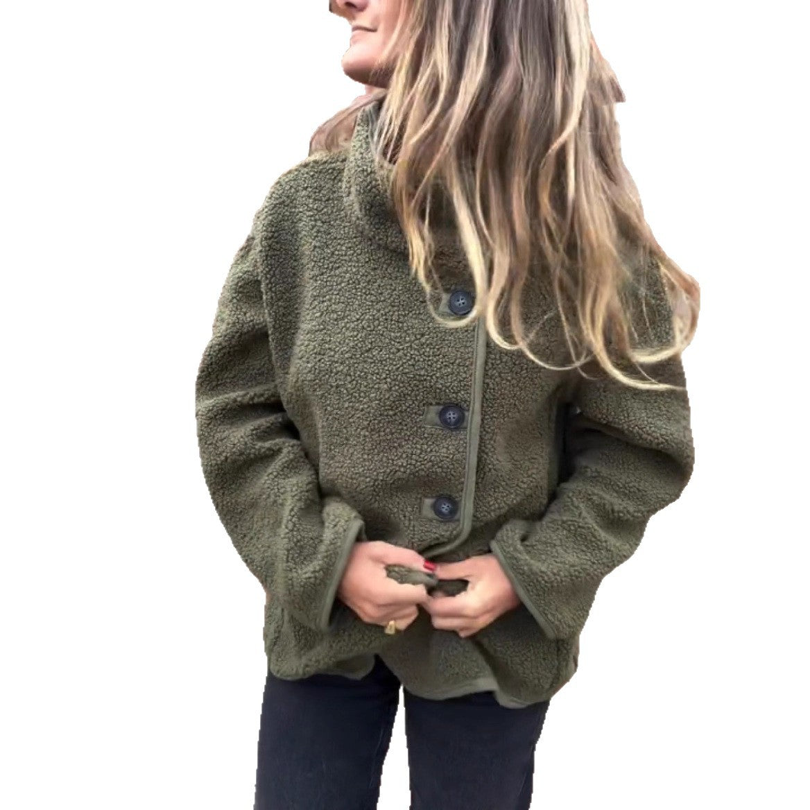Damen lockere Fleecejacke R&B