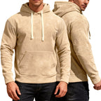 Herren nan samtweicher Kapuzenpullover mit Nahtdetails, Kängurutasche und Kontrastkordel R&B