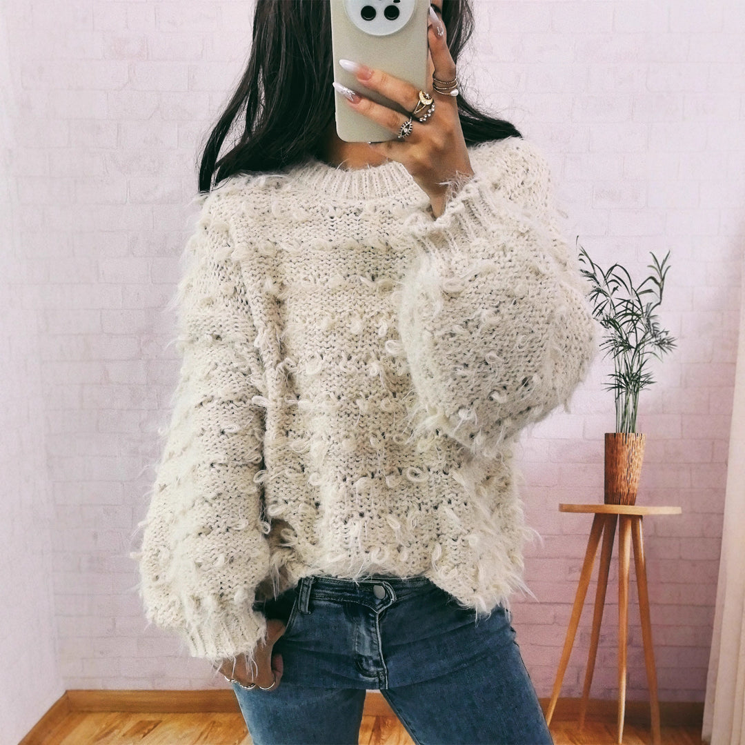 Damen lässiger Oversized-Pullover aus strukturiertem Material mit einzigartigem Design R&B
