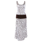 Damen Maxi Kleid mit eleganter Raffung und Punkte-Muster R&B